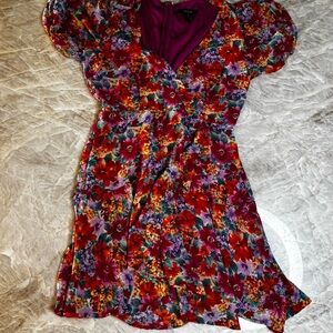 FOREVER 21 FLORAL PRINT WRAP DRESS WOMENS SMALL
